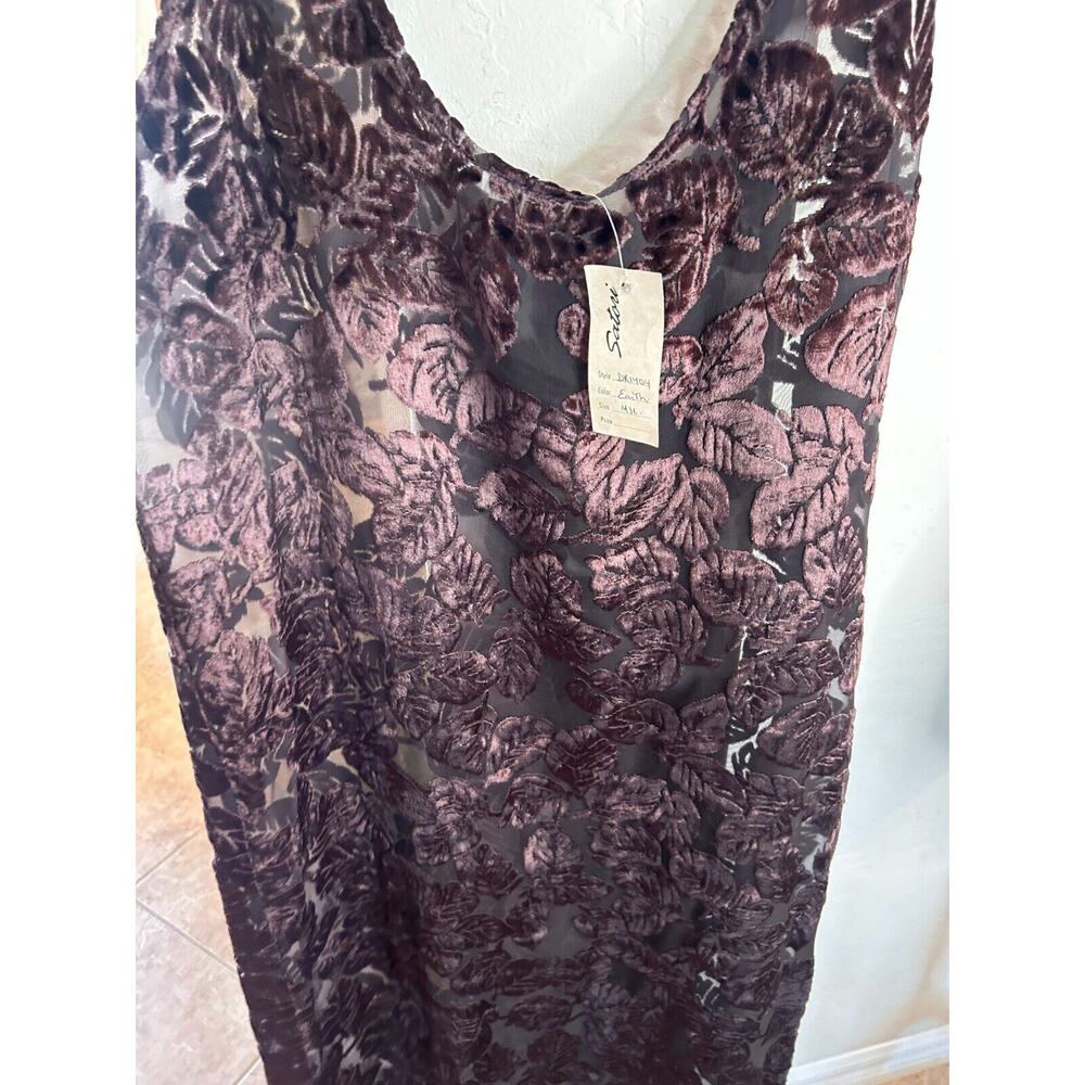 Brown Leaf-Pattern Sheer Swim Coverup Dress - Picture 5 of 9
